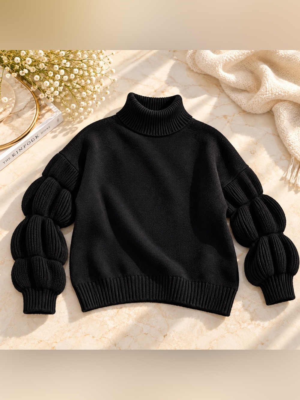 G by Guiliana Turtleneck Sweater with Unique Sleeves